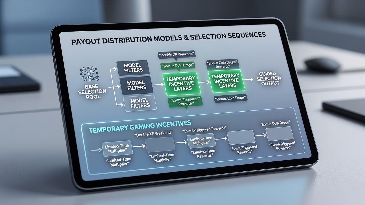 Mobile device screen showing sequential game selection with payout overlays during a promotional event