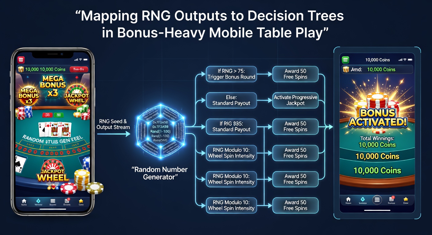 Flowchart of decision tree logic processing RNG values in a mobile roulette bonus round