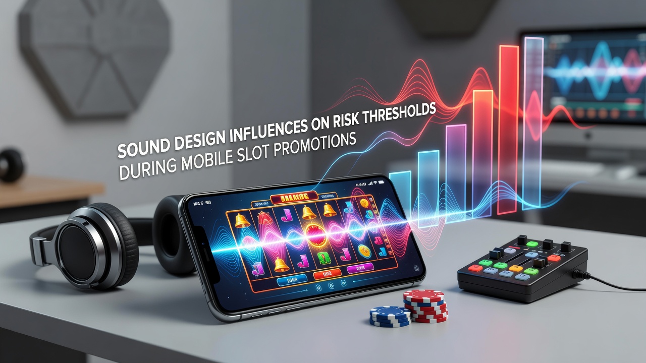 Sound design elements in mobile slot interfaces showing waveform visualizations and promotional audio triggers