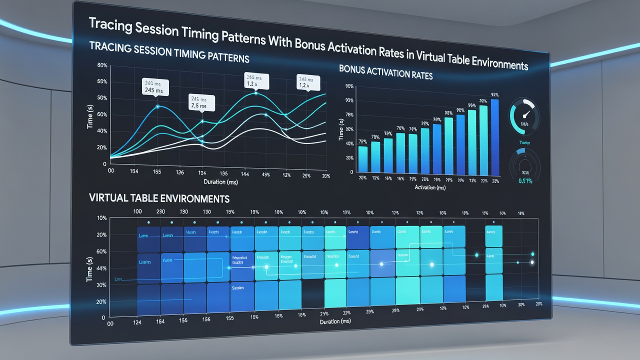 Graphs displaying correlation between session duration and bonus activation frequency across multiple virtual table titles